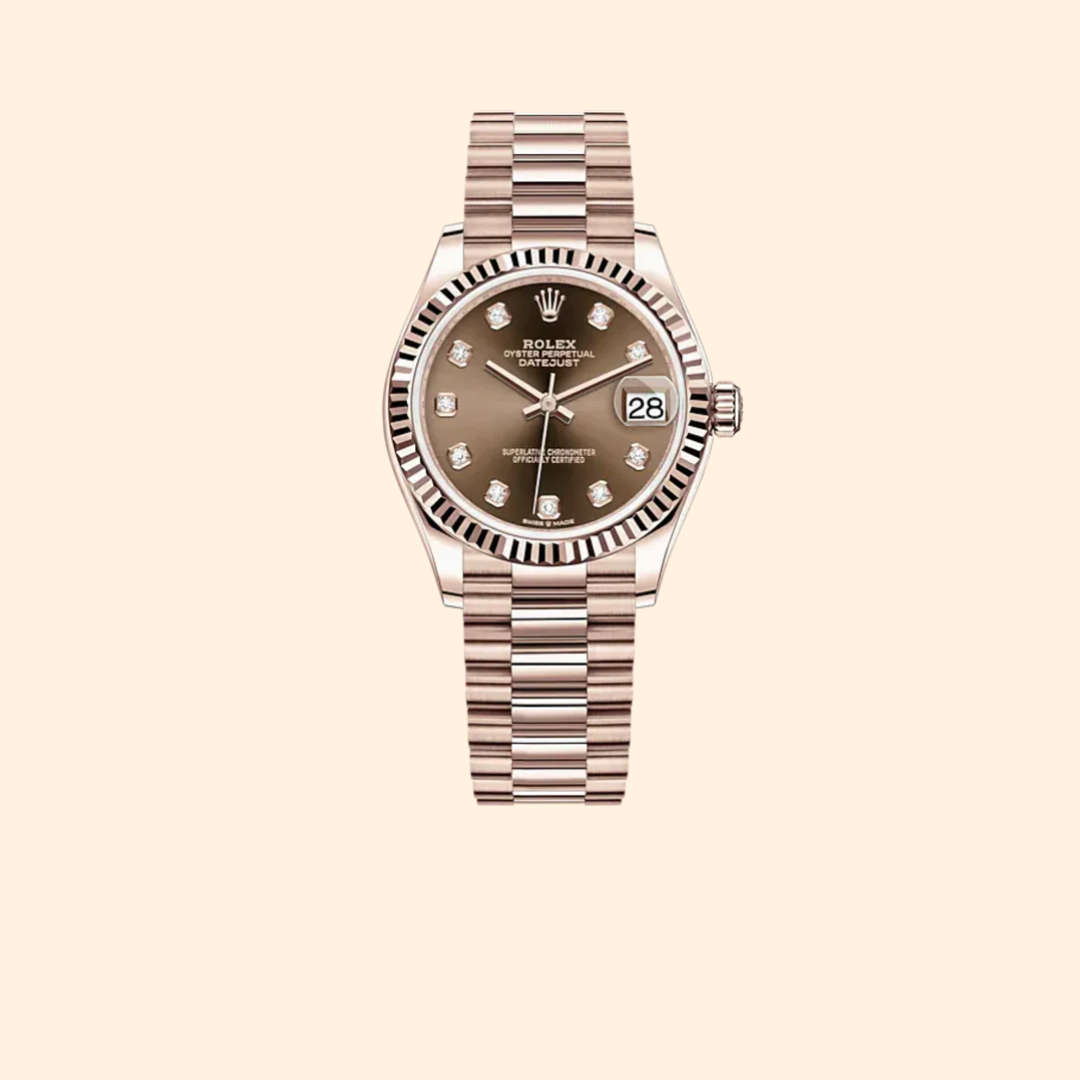 Rolex Datejust 31 Ref. 278275 31 mm Everose Gold and Oystersteel with Chocolate Dial and Fluted Bezel