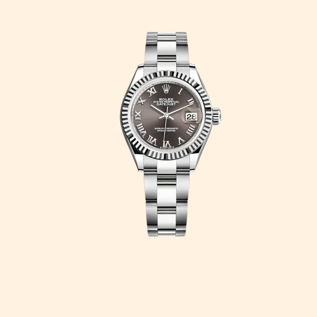 Rolex Lady-Datejust Ref. 279174 28 mm Rose Gold and Oystersteel with Dark Grey Dial and Fluted Bezel