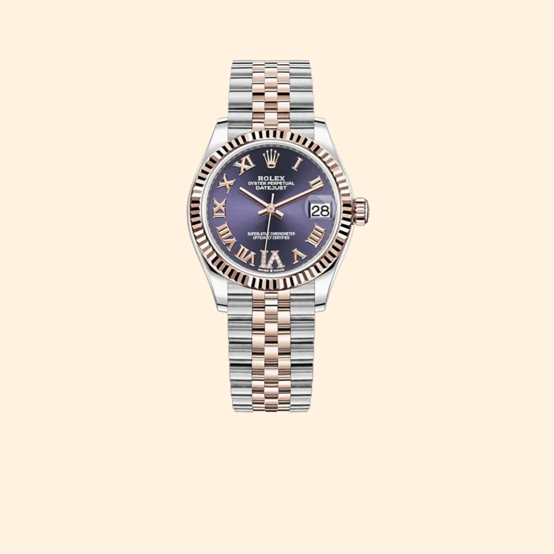 Rolex Datejust 31 Ref. 278271 31 mm Oystersteel & Everose Gold with Aubergine Diamond Dial