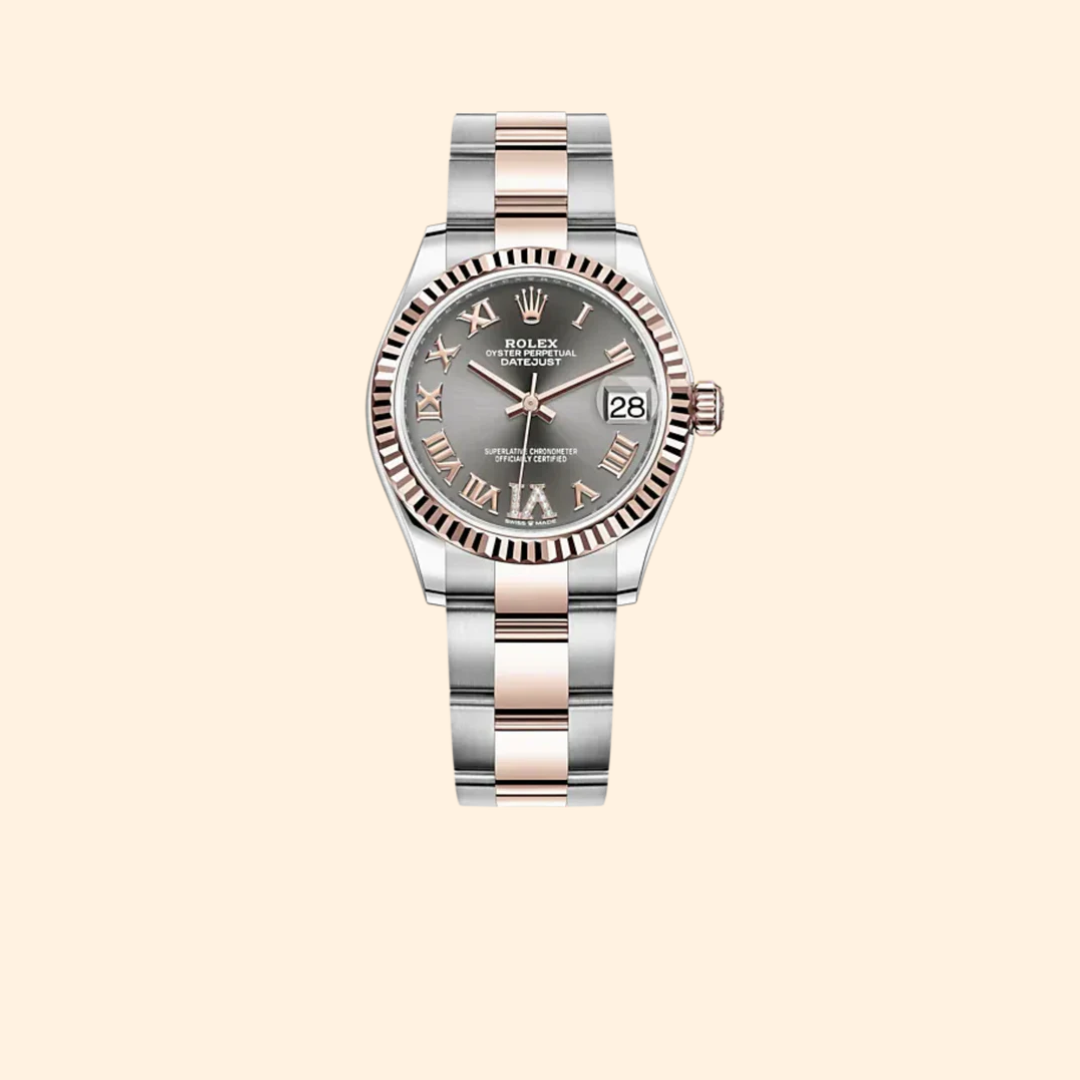 Rolex Datejust 31 Ref. 278271 31 mm Oystersteel & Everose Gold with Slate Diamond-Set Dial