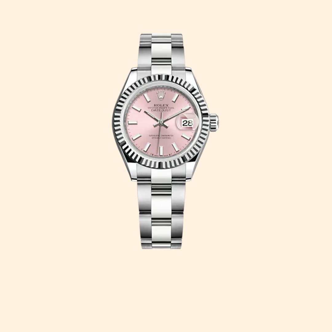 Rolex Lady-Datejust Ref. 279174 28 mm White Gold and Oystersteel with Pink Dial and Fluted Bezel