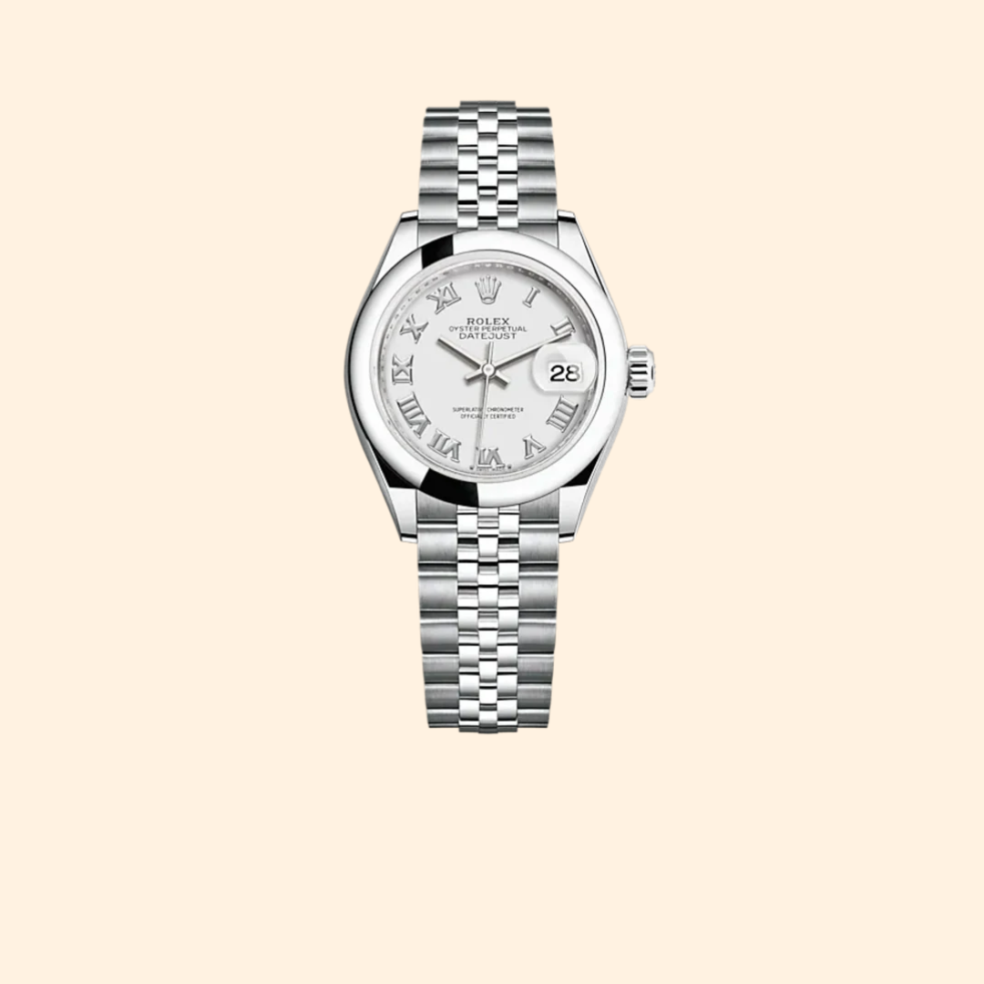 Rolex Lady-Datejust Ref. 279160 28 mm Oystersteel with White Dial and Domed Bezel