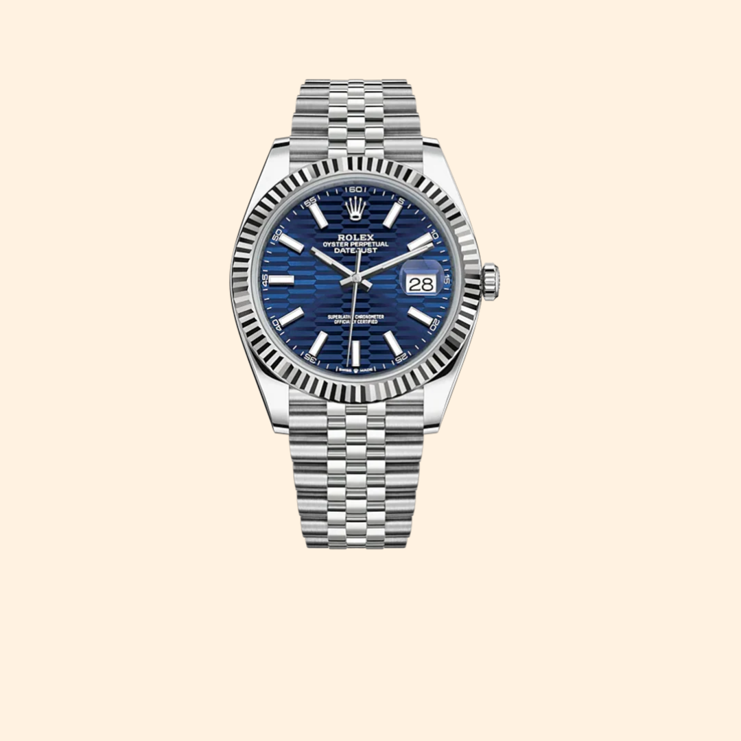 Rolex Datejust Ref. 126334 – 41MM Oystersteel & White Gold, Blue Motif Dial on Jubilee