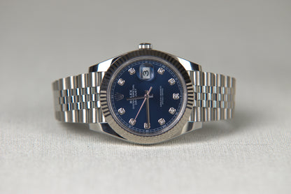 Rolex Datejust 41 126334 41mm Oystersteel White Gold Blue Diamond Dial Jubilee Bracelet