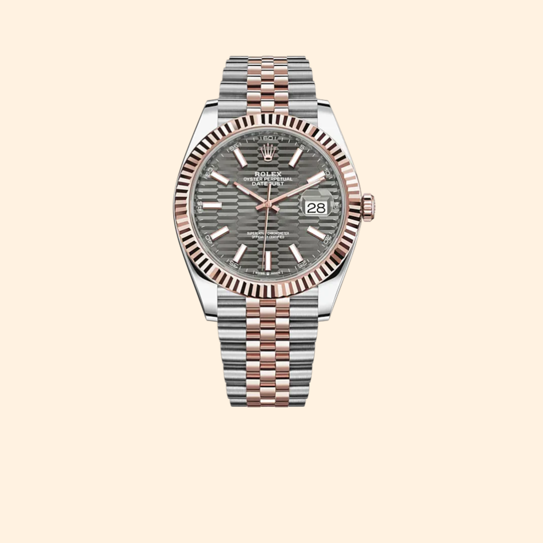 Datejust 41 41mm Jubilee Bracelet Oystersteel and Everose Gold with Slate Fluted-Motif Dial Fluted Bezel Ref. 126331