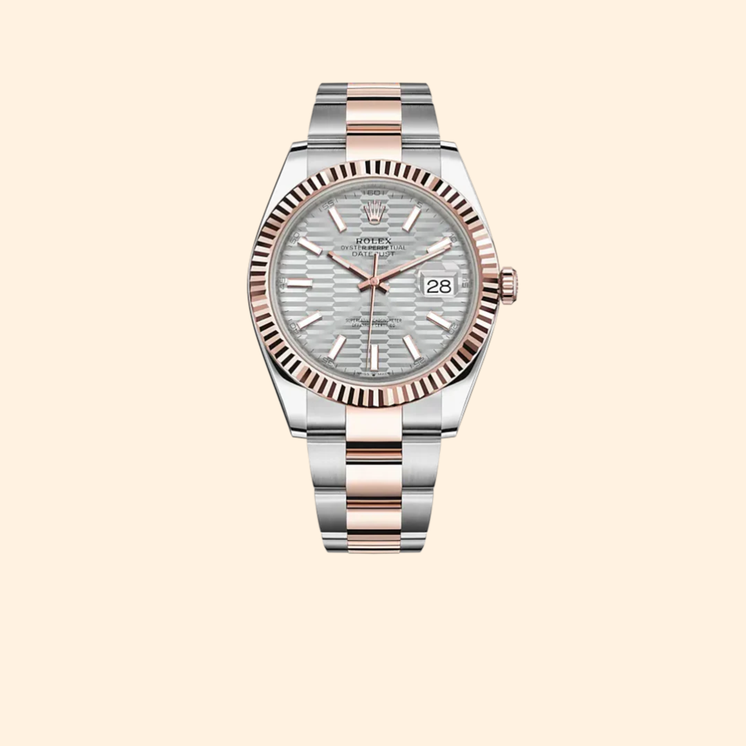 Datejust 41 41mm Oyster Bracelet Oystersteel and Everose Gold with Silver Fluted-Motif Dial Fluted Bezel Ref. 126331