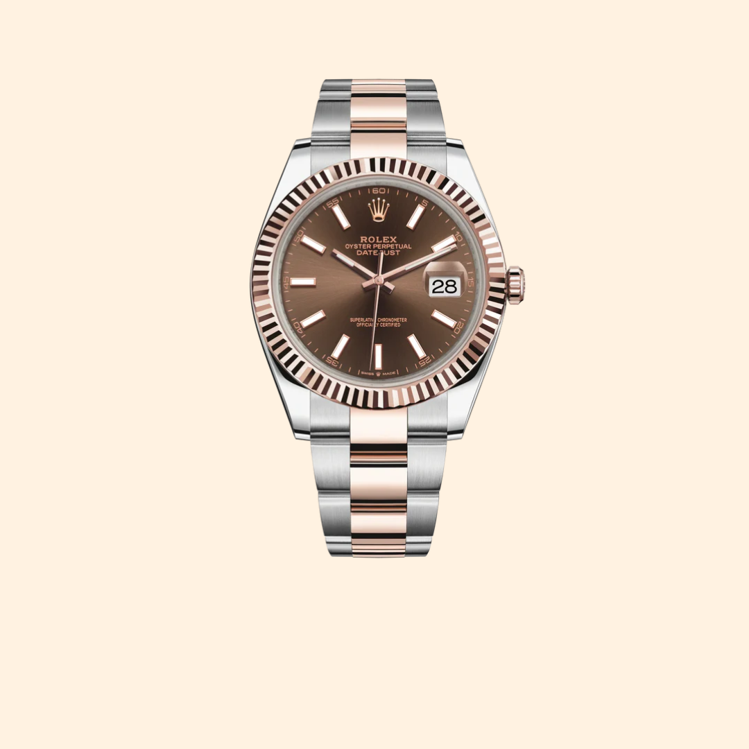 Datejust 41 41mm Oyster Bracelet Oystersteel and Everose Gold with Chocolate Dial Fluted Bezel Ref. 126331