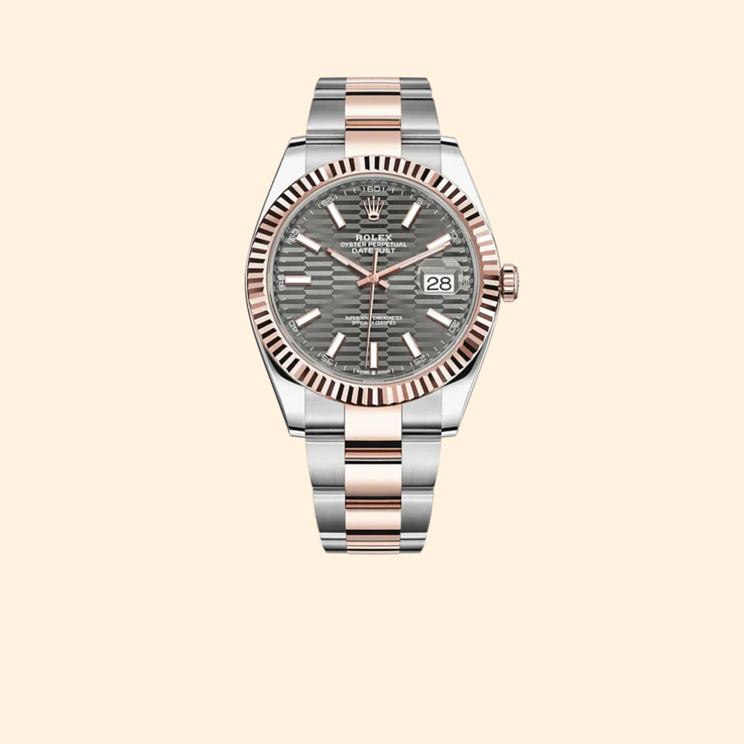 Datejust 41 41mm Oyster Bracelet Oystersteel and Everose Gold with Slate Fluted-Motif Dial Fluted Bezel Ref. 126331