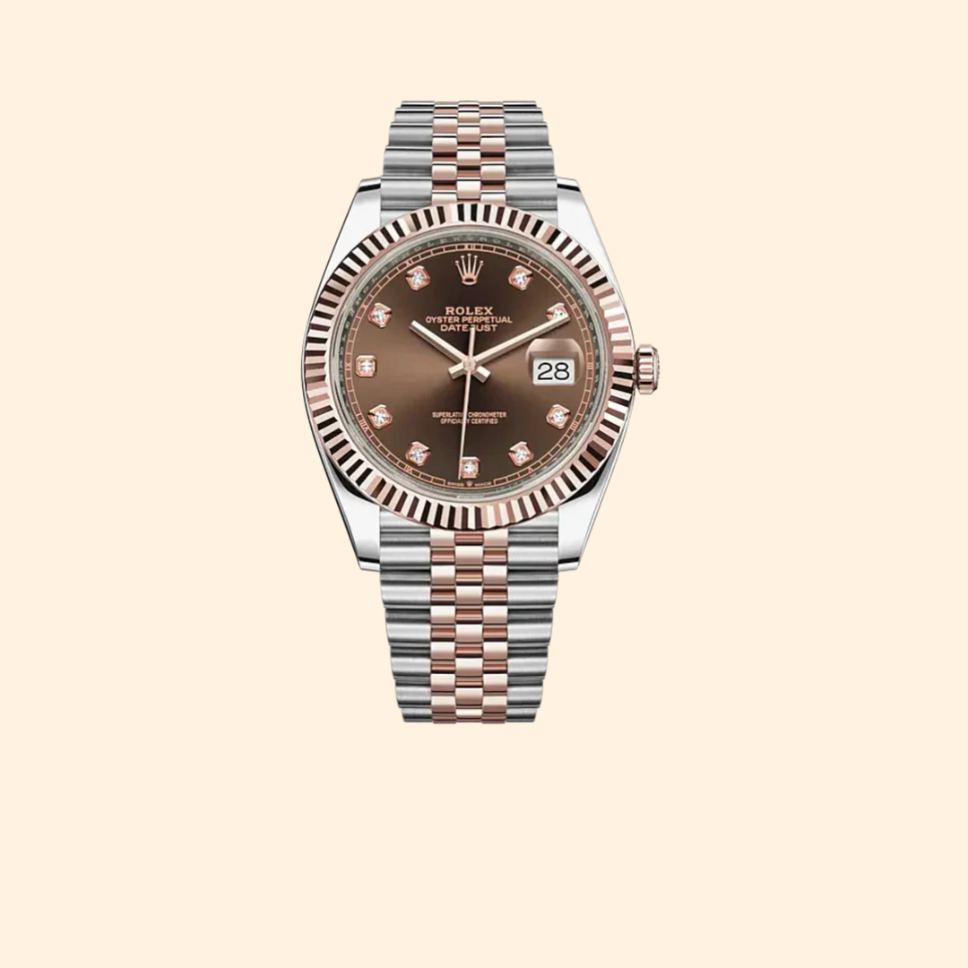 Datejust 41 41mm Jubilee Bracelet Oystersteel and Everose Gold with Chocolate Diamond-Set Dial Fluted Bezel Ref. 126331