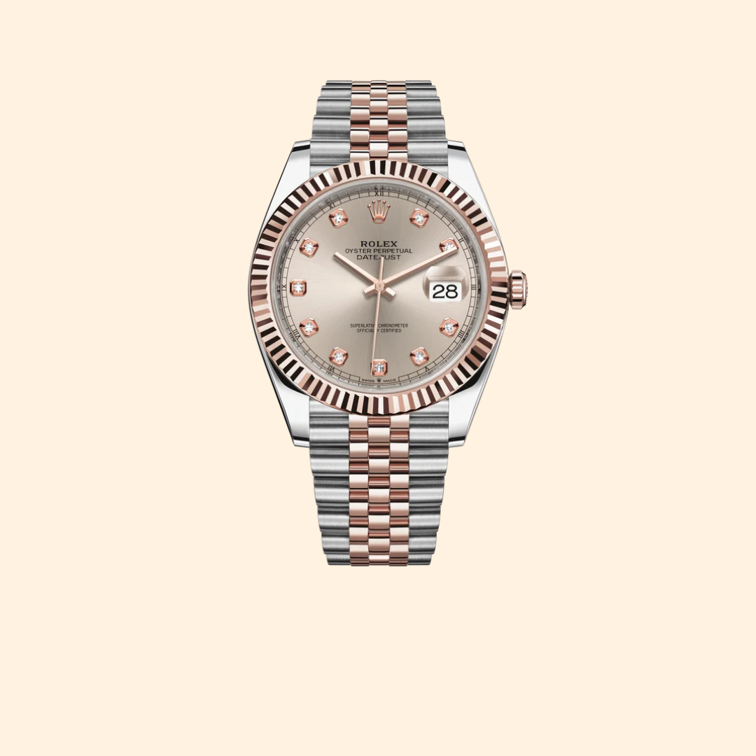 Datejust 41 41mm Jubilee Bracelet Oystersteel and Everose Gold with Sundust Diamond-Set Dial Fluted Bezel Ref. 126331