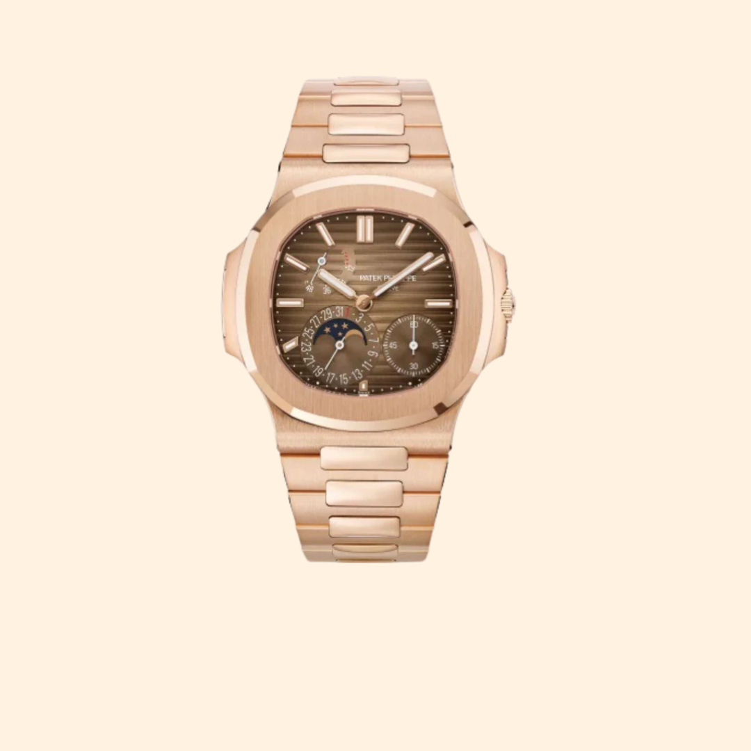 Patek Philippe Nautilus Ref. 5712/1R-001 40mm Rose Gold Bracelet Sunburst Brown Dial