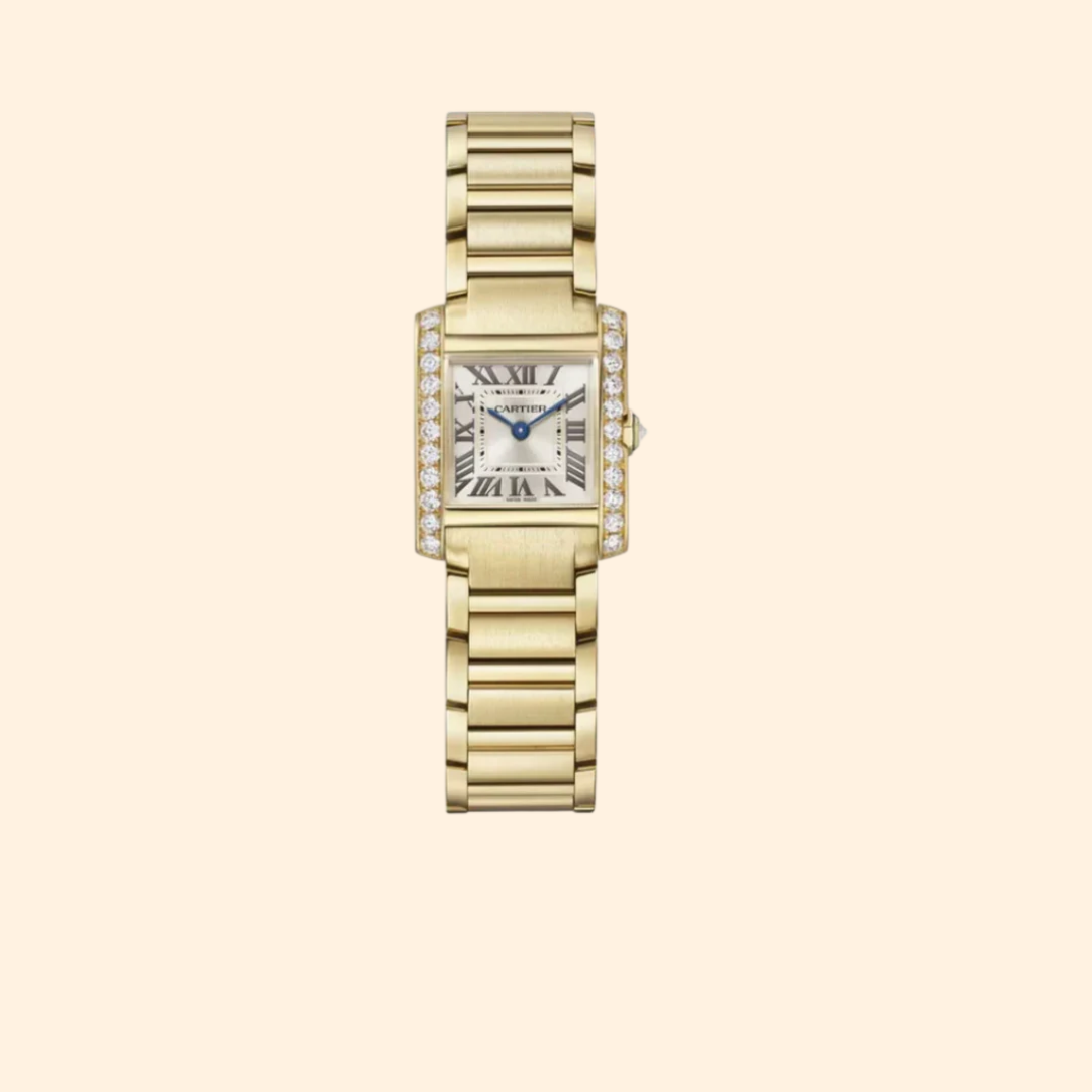 Cartier Tank Française 26mm 18K Yellow Gold Gold Dial Diamond Set Bezel