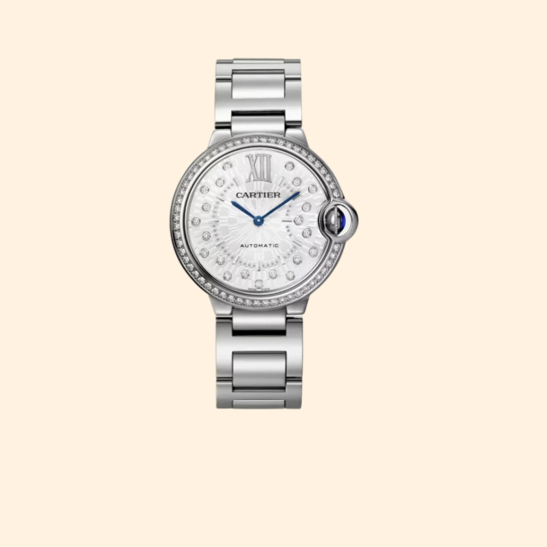 Ballon Bleu de Cartier 36 mm Stainless Steel Silver Dial Diamond-Set Bezel