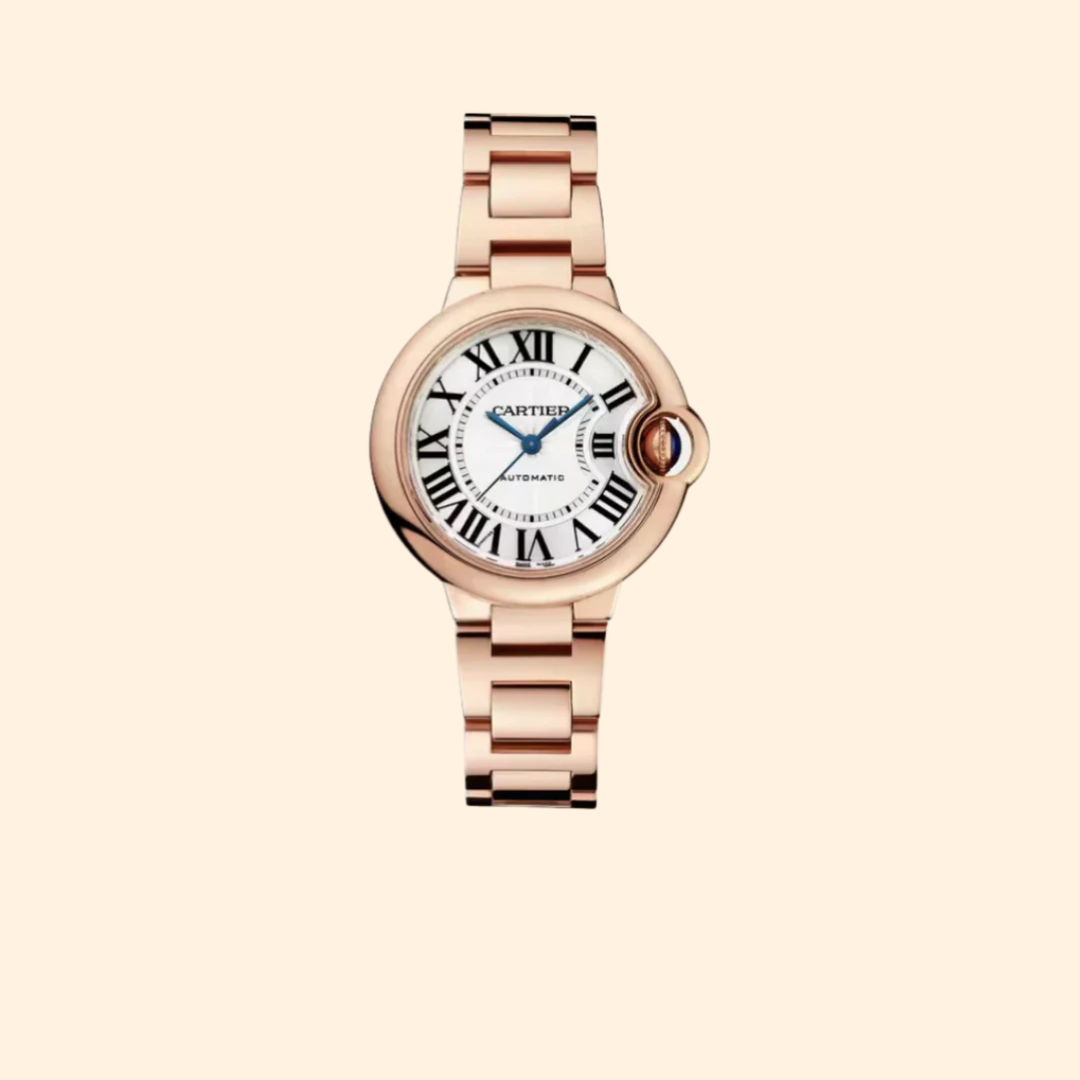 Ballon Bleu de Cartier 33 mm Rose Gold Silver Guilloché Dial