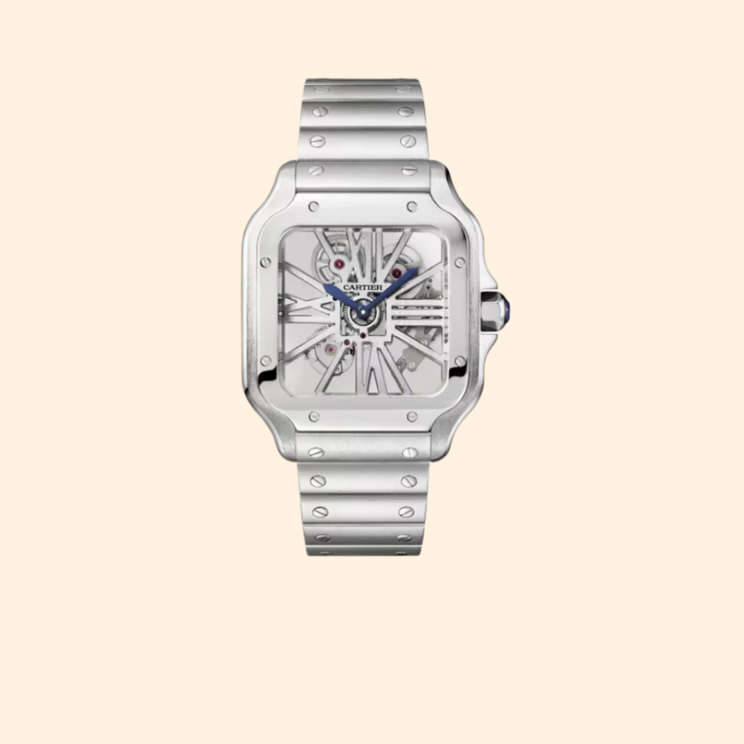 Santos de Cartier 28 mm Stainless Steel with Openworked Dial