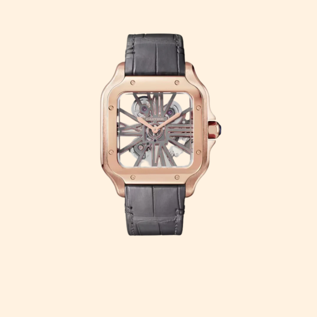 Santos de Cartier 28 mm 18k Rose Gold with Openworked Dial