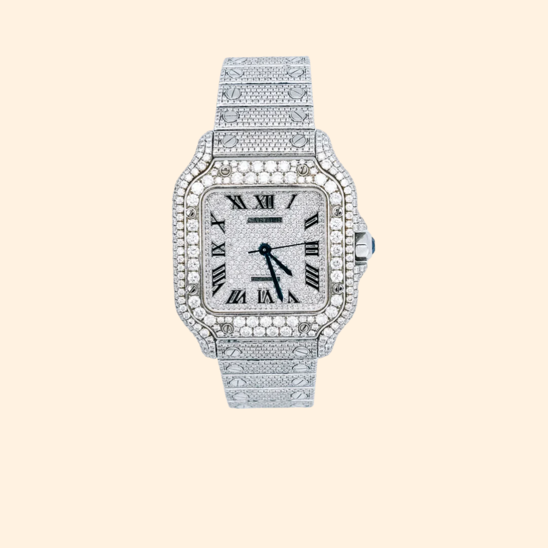 Cartier Santos WSSA0029 Stainless Steel Bustdown Big Bezel