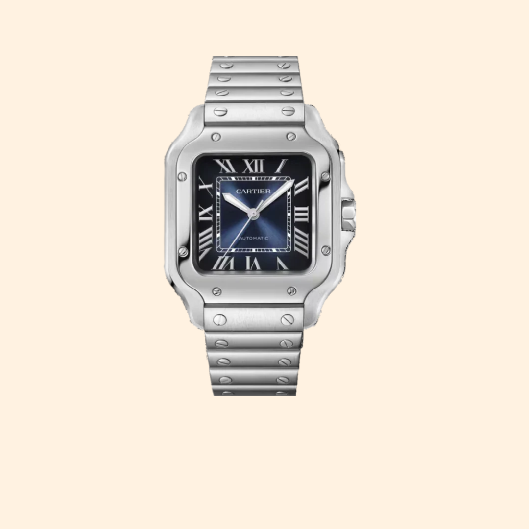 Cartier Santos Dumont 35 MM Blue Stainless Steel