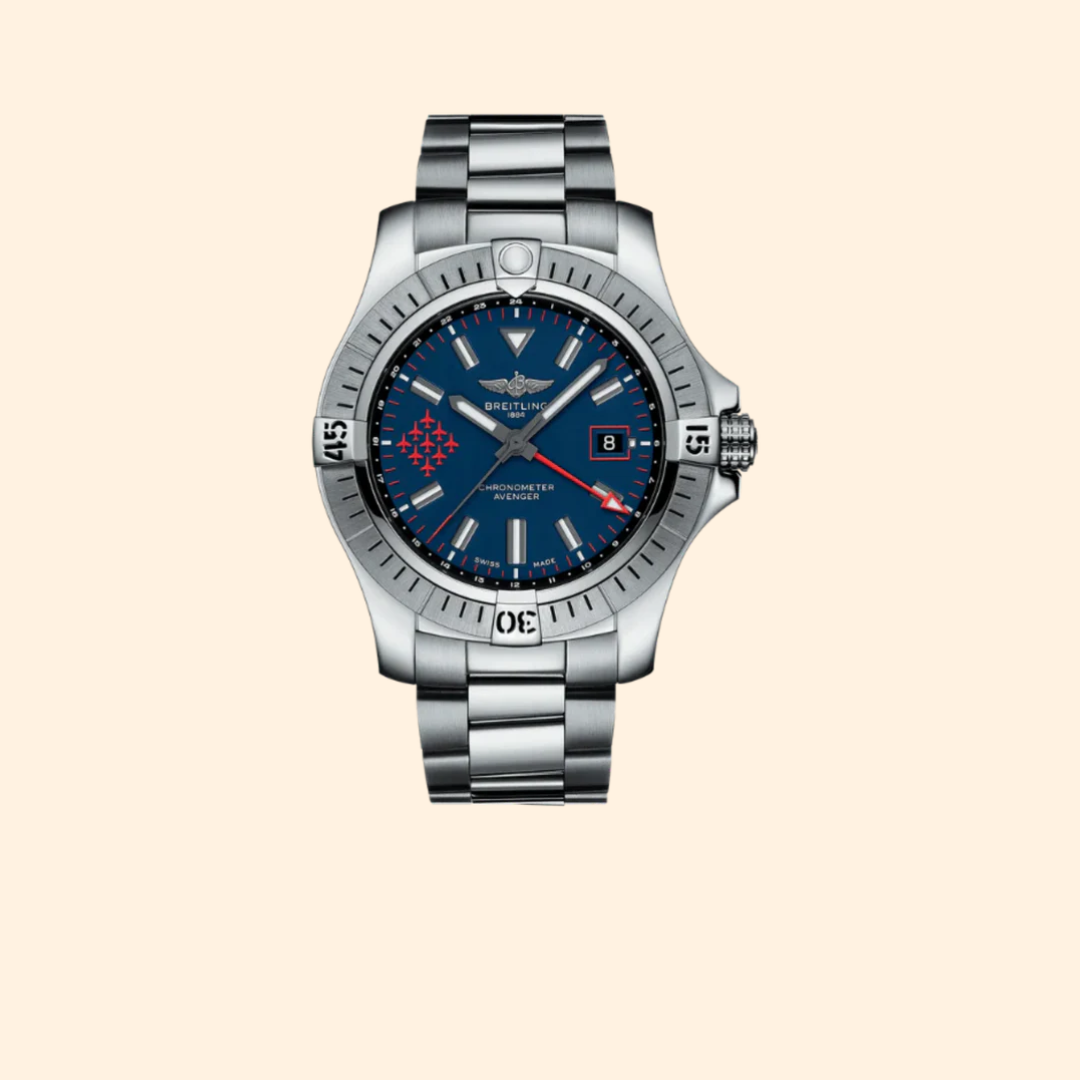 Breitling Avenger Automatic GMT Red Arrows Stainless Steel 45mm Blue Dial