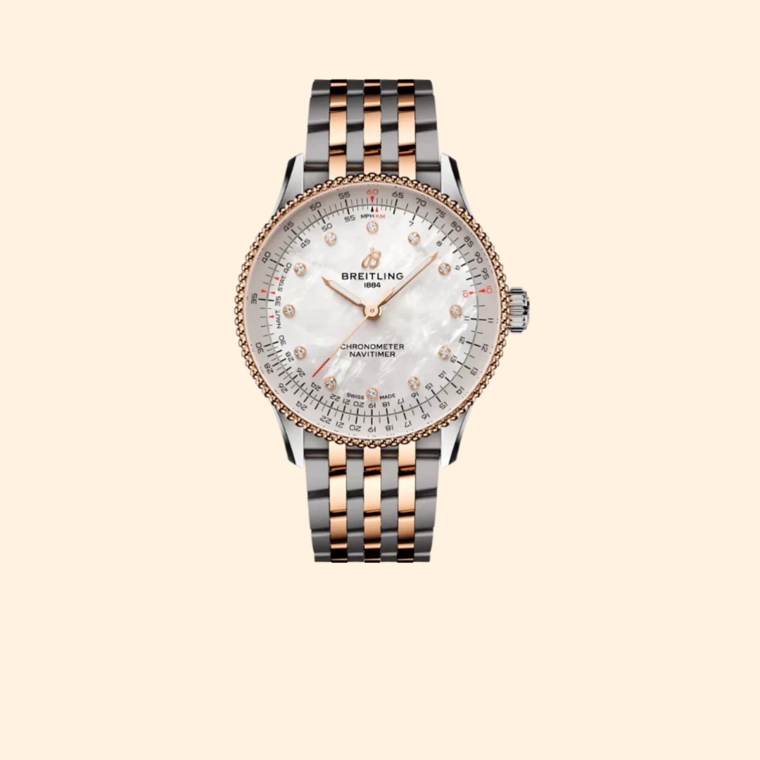 Breitling Navitimer Automatic 36 mm Stainless Steel & 18K Rose Gold with Mother of Pearl Dial