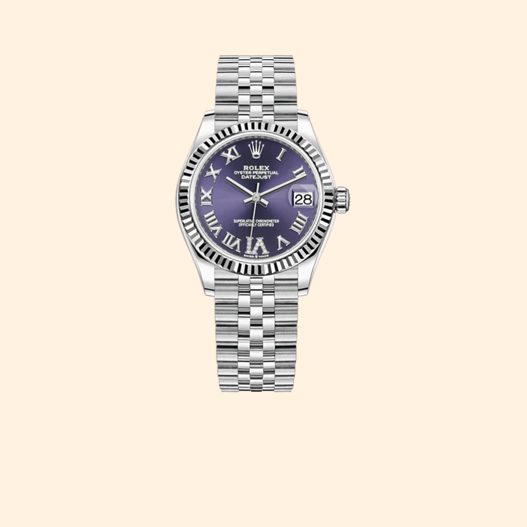 Rolex Datejust Ref. 278274 31 mm White Gold with Aubergine Diamond Dial on Jubilee