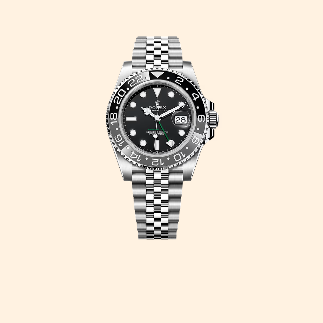 Rolex GMT-Master II Ref. 126710GRNR 40 mm Oystersteel with Black Dial on Jubilee Bracelet