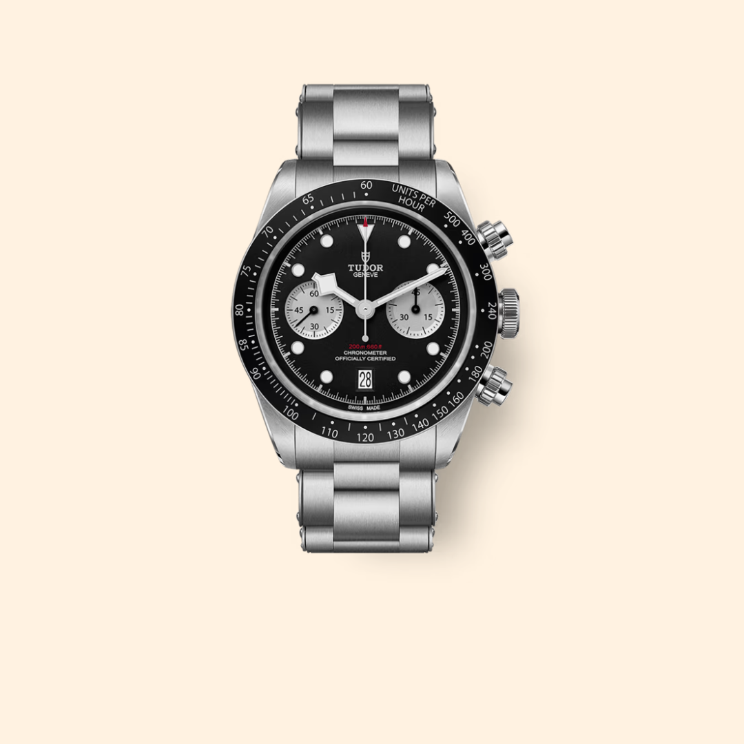 Tudor Black Bay Chrono Ref. M79360N-0011 41mm Steel Case Steel Bracelet Black Dial