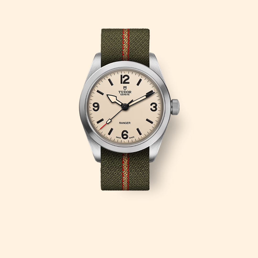 Tudor Ranger Ref. M79930-0008 36mm Steel Beige Domed Dial Green Fabric Strap