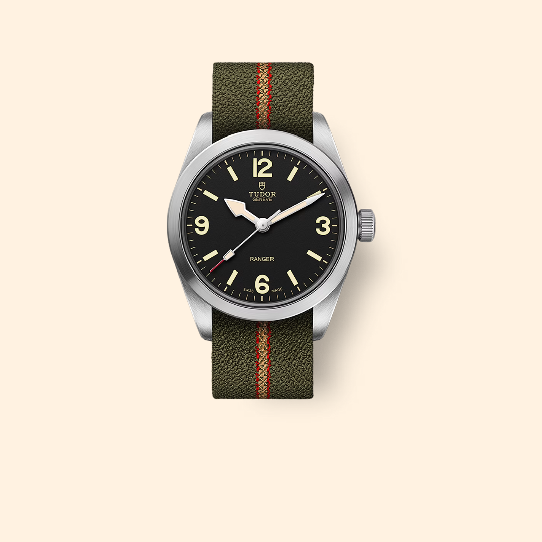 Tudor Ranger Ref. M79930-0003 36mm Steel Black Domed Dial Green Fabric Strap