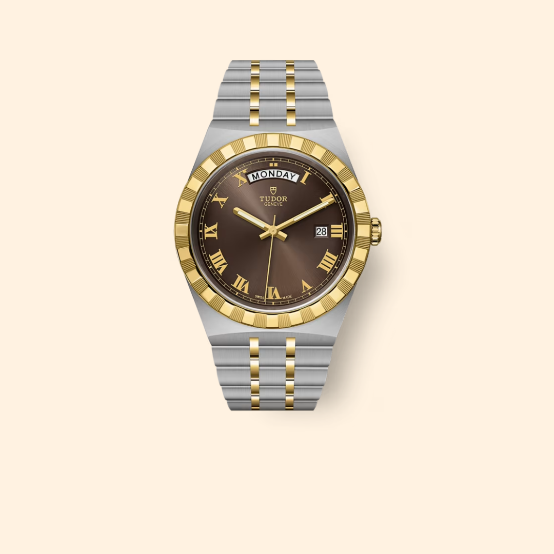 Tudor Royal M28603-0007 41mm Steel and Yellow Gold Chocolate Brown Dial