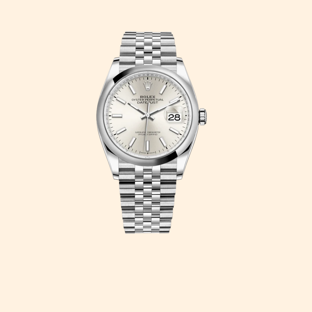 Rolex Datejust Ref. 126200 – Silver Stick Dial on Jubilee