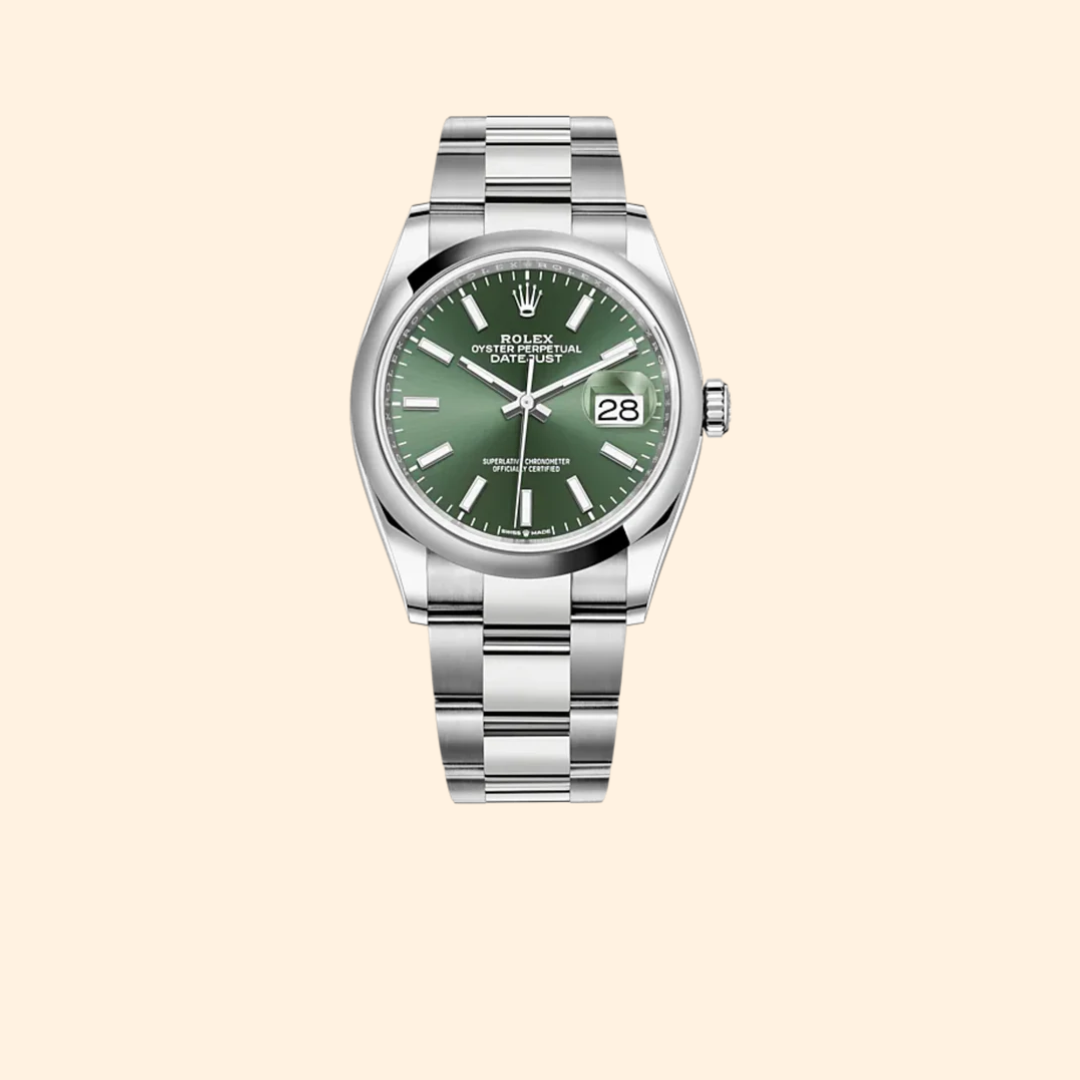 Rolex Datejust 36 Ref. 126200 – Mint Green Dial Smooth Bezel on Oyster