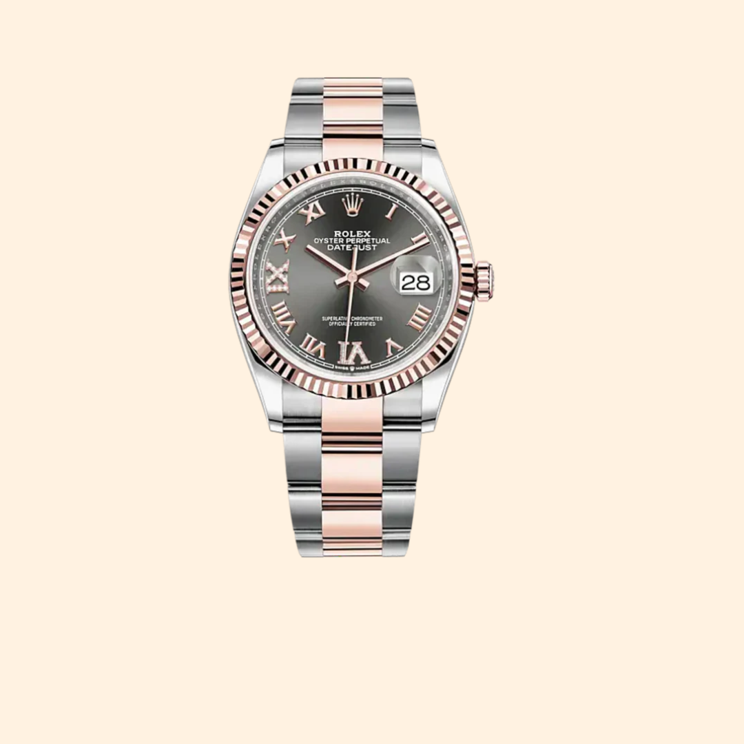 Rolex Datejust 36 Ref. 126231 – Two Tone Oystersteel & Rose Gold Slate Diamond-Set Dial Fluted Bezel on Oyster