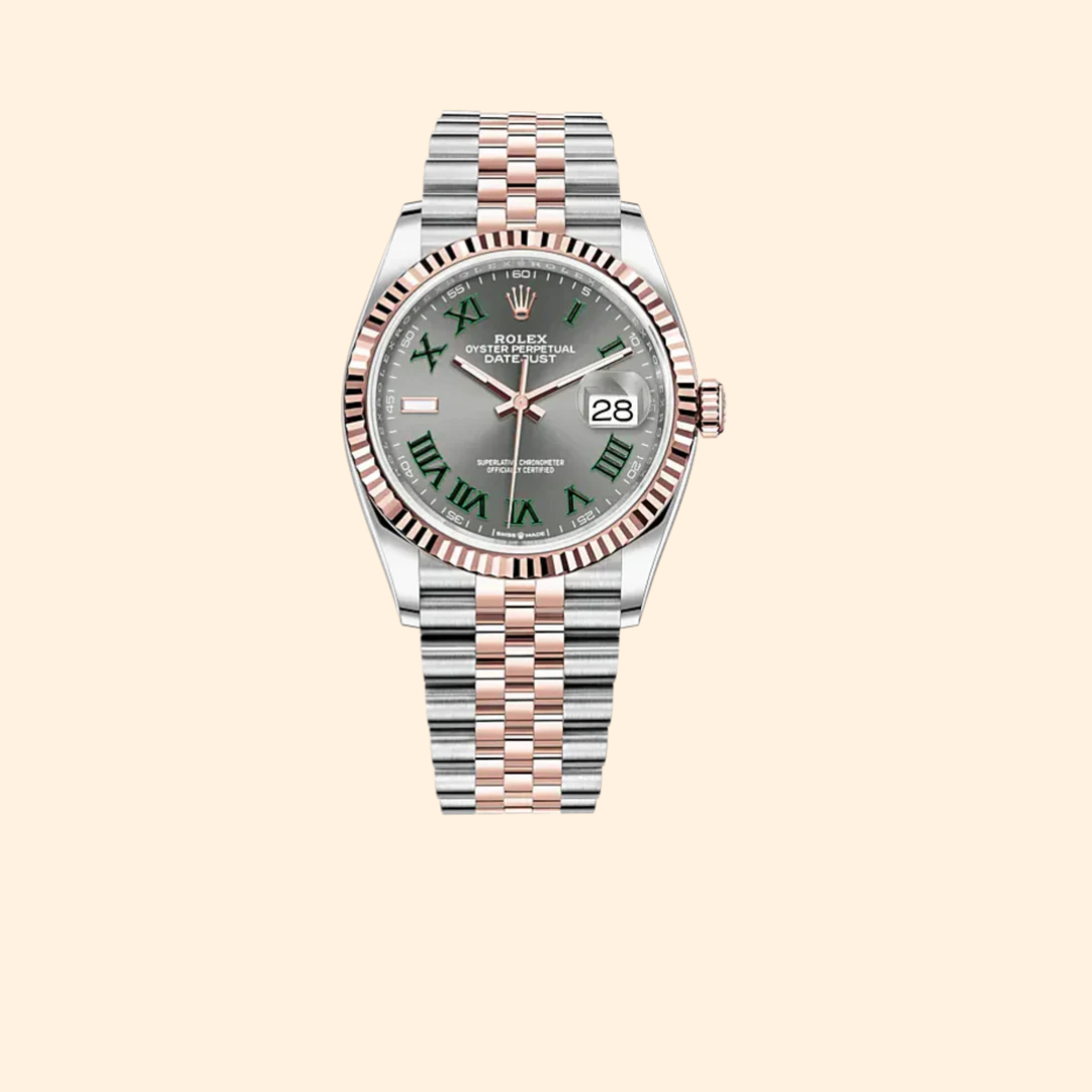 Rolex Datejust 36 Ref. 126231 – Two Tone Oystersteel & Rose Gold Slate Wimbledon Dial Fluted Bezel on Jubilee