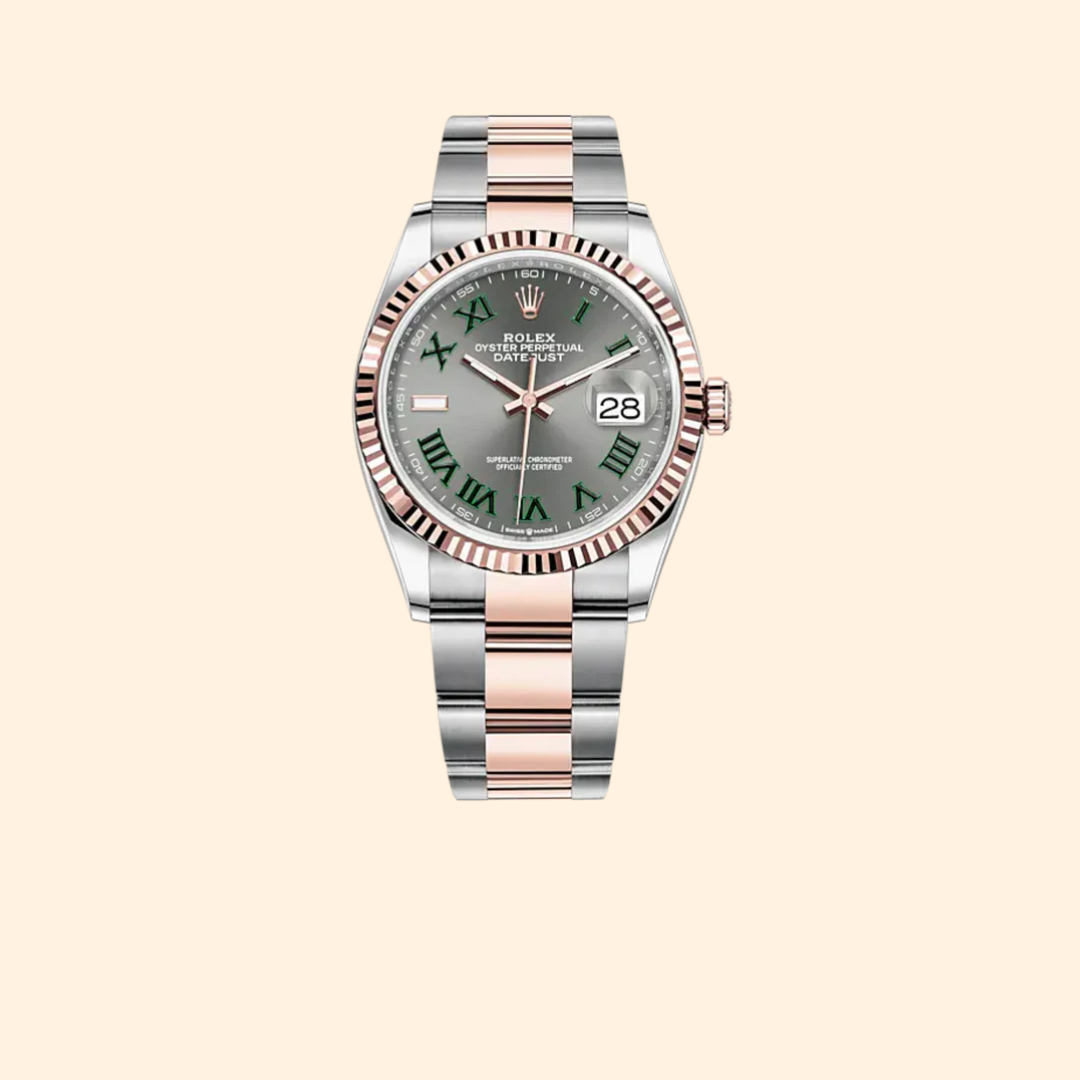 Rolex Datejust 36 Ref. 126231 – Two Tone Oystersteel & Everose Gold Slate Dial Fluted Bezel on Oyster