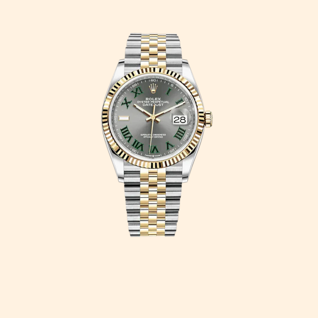 Rolex Datejust 36 Ref. 126233 – Two Tone Oystersteel & Yellow Gold Slate Dial Fluted Bezel on Jubilee