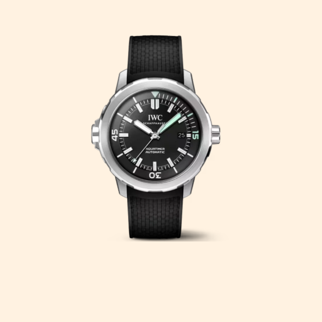 IWC Aquatimer Automatic Ref. IW329001 – 42mm Stainless Steel with Black Dial on Black Rubber Strap