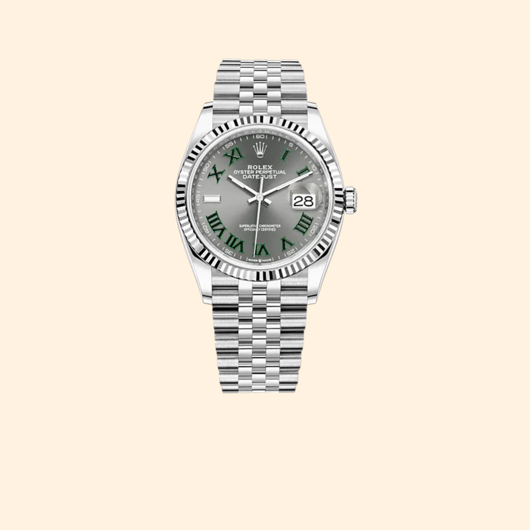 Rolex Datejust 36 Ref. 126234 – Oystersteel & White Gold Wimbledon Dial Fluted Bezel on Jubilee