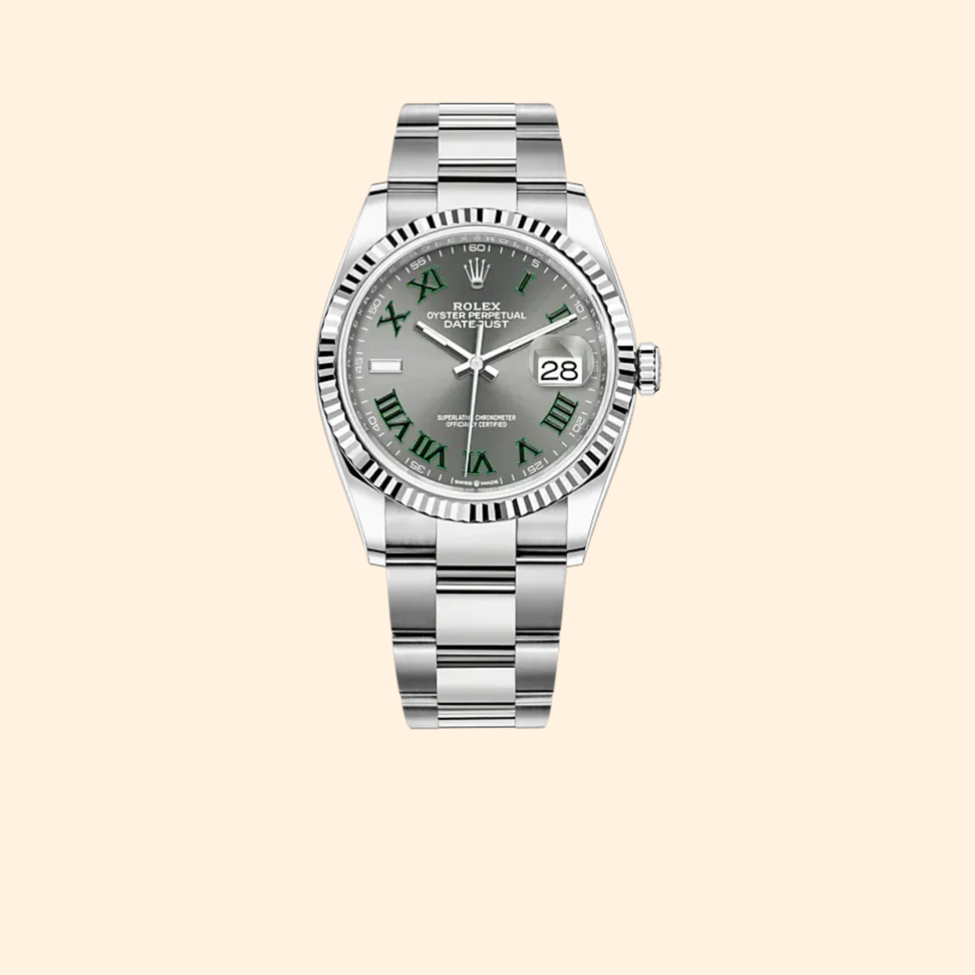 Rolex Datejust 36 Ref. 126234 – Oystersteel & White Gold Wimbledon Dial Fluted Bezel on Oyster