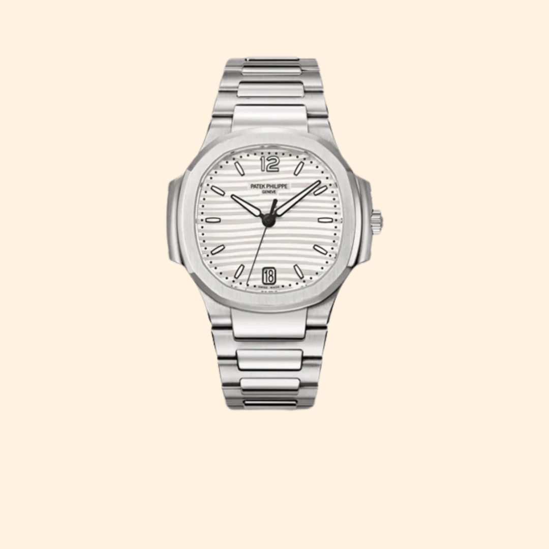 Patek Philippe Nautilus Ladies Ref. 7118/1A 35.2 MM Stainless Steel Silvery Opaline Dial with Octagonal Steel Bezel on Stainless Steel Bracelet