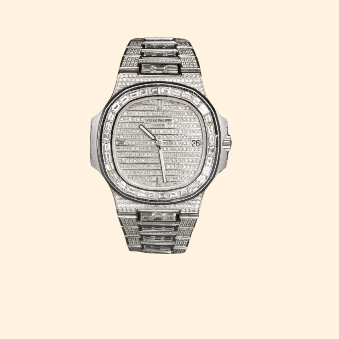 Patek Philippe Nautilus Ref. 5711 40mm White Gold Fully Iced-Out All-Baguette Diamond Set on White Gold Bracelet