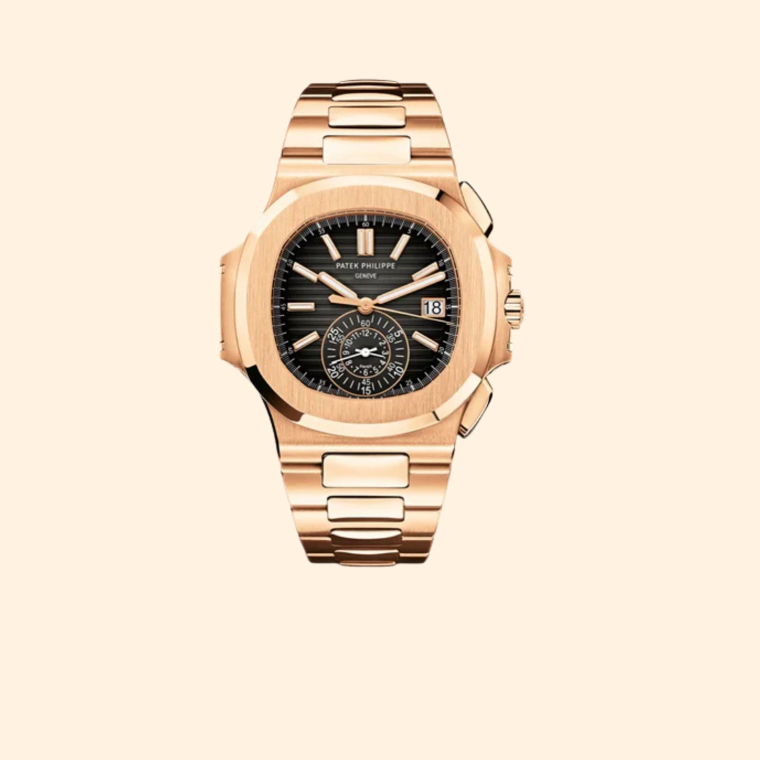 Patek Philippe Nautilus Chronograph Ref. 5980/1R 41 MM Rose Gold Black Embossed Dial