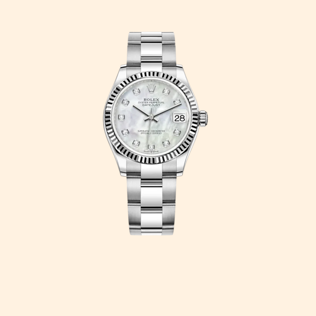 Rolex Datejust 31 Ref. 278274 31 mm Oystersteel and White Gold with White Mother-of-Pearl Diamond-Set Dial