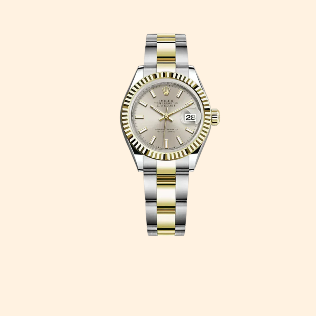 Rolex Lady-Datejust 279173 28 mm Oystersteel and Yellow Gold with Silver Dial and Fluted Bezel