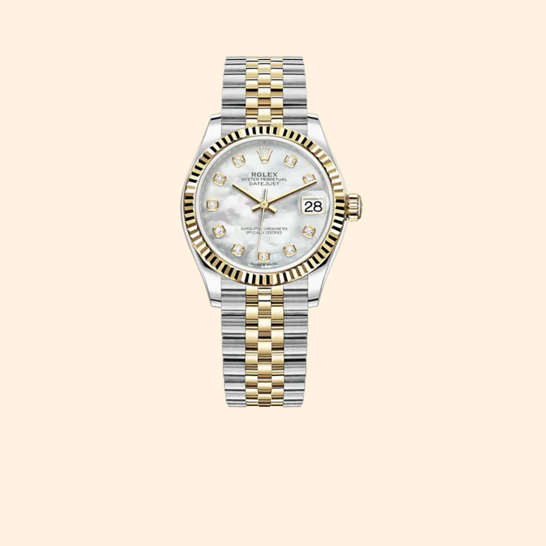 Rolex Datejust 31 Ref. 278273 31 mm Oystersteel and Yellow Gold with White Mother-of-Pearl Diamond-Set Dial