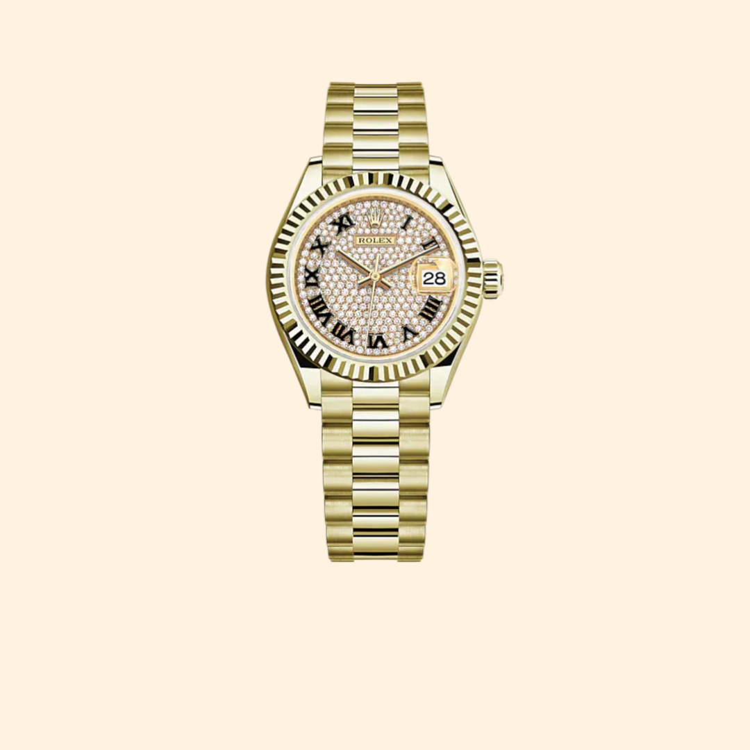 Rolex Lady-Datejust 279178 28 mm 18k Yellow Gold with Diamond-Paved Dial