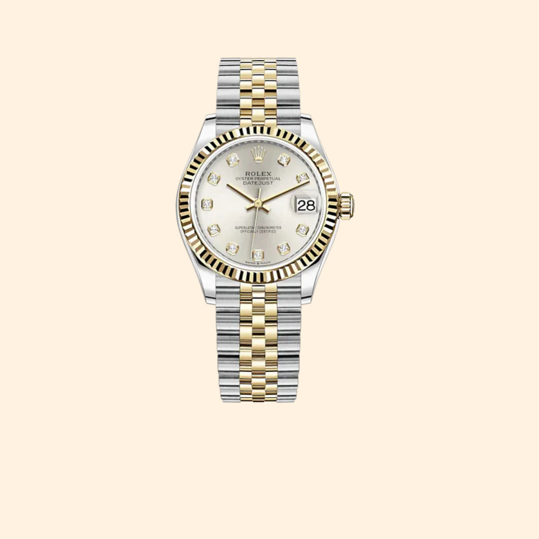 Rolex Datejust 31 Ref. 278273 31 mm Oystersteel and Yellow Gold with Silver Diamond-Set Dial
