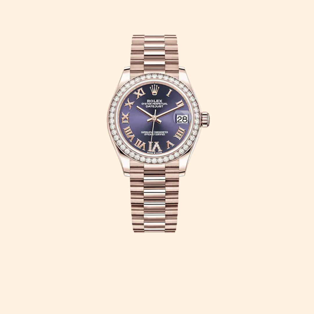 Rolex Datejust 31 Ref. 278285RBR 31 mm Everose Gold with Aubergine Diamond Dial