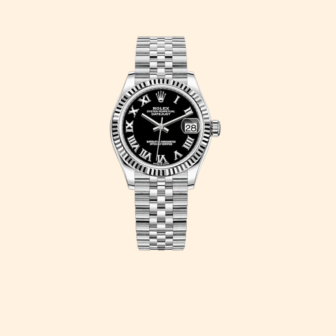 Rolex Datejust 31 Ref. 278274 31 mm Oystersteel and White Gold with Bright Black Dial