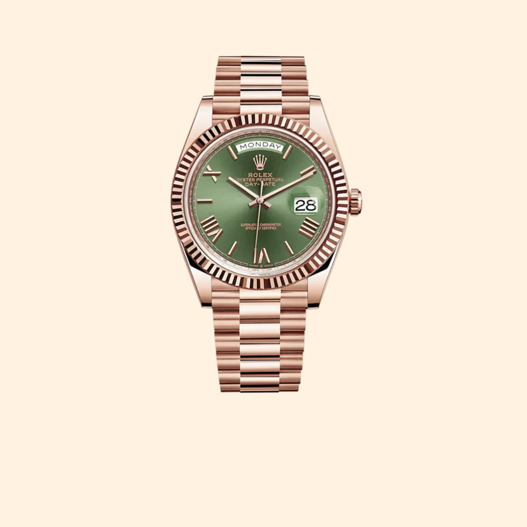 Rolex Day-Date Ref. 228235 40 mm 18k Everose Gold with Olive Green Dial